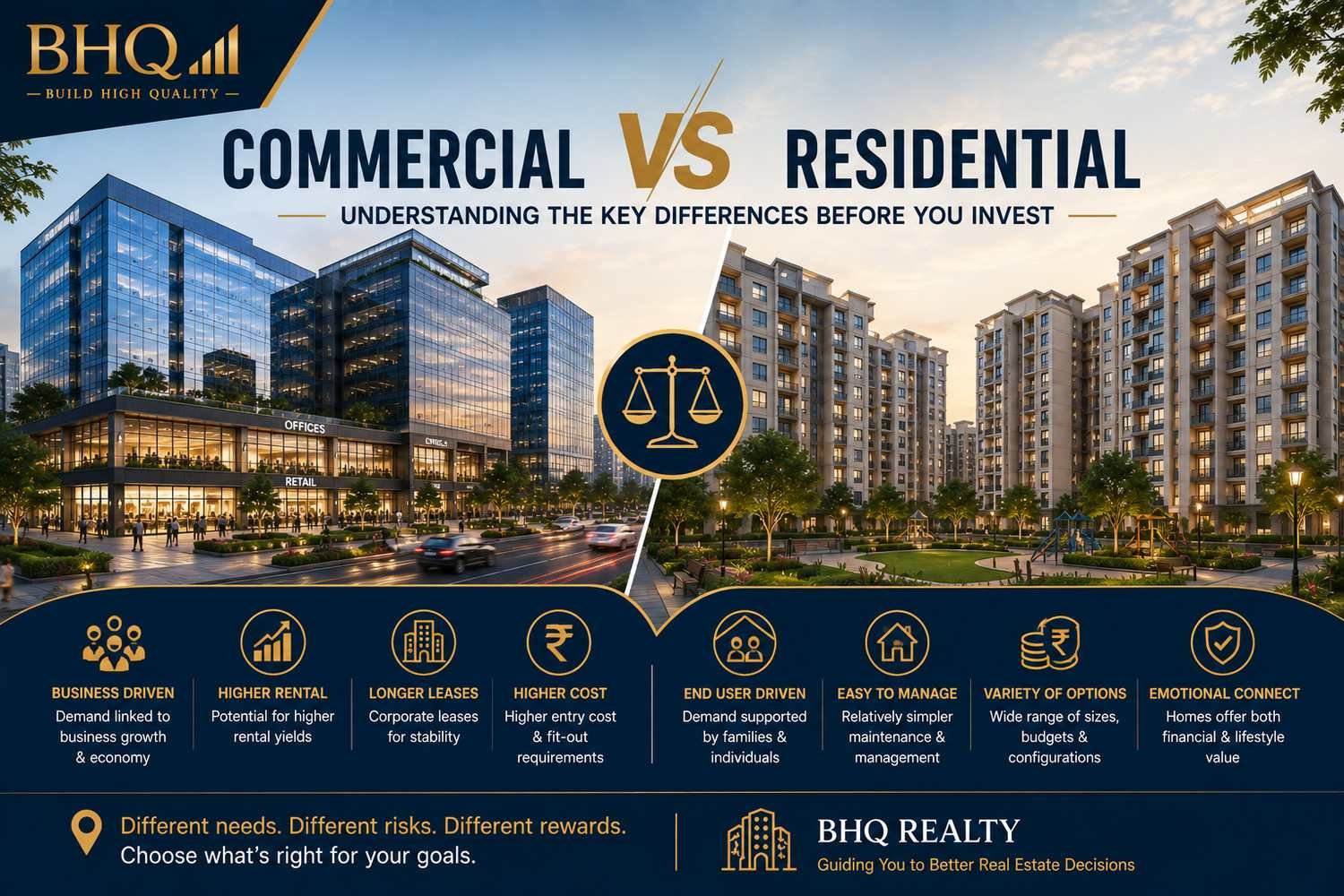 Commercial vs Residential Real Estate in Gurgaon: Understanding the Key Differences Before You Invest